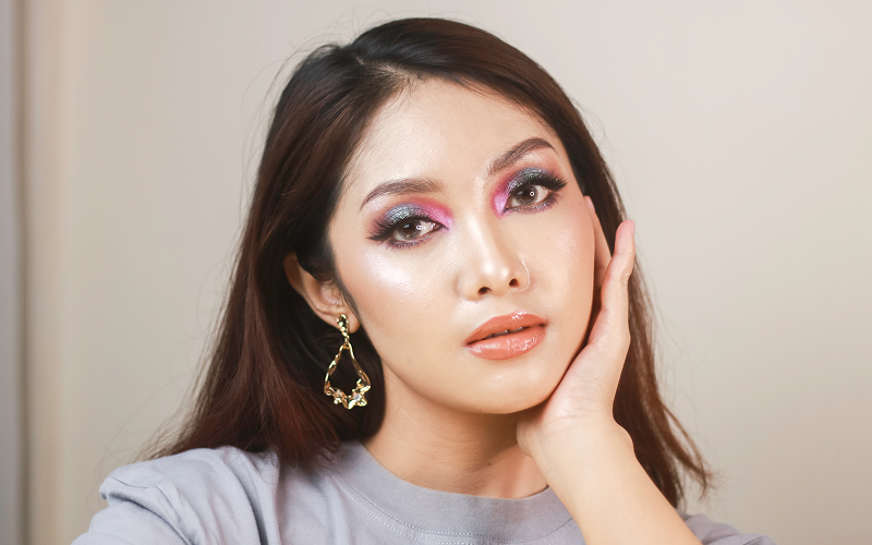 A stock photo of a monochromatic makeup look.