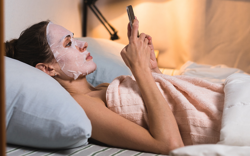 A stock photo of sleep masks and overnight treatments.