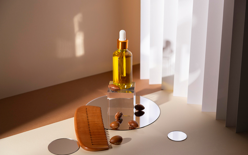 A stock photo of vitamin C serums under natural light.
