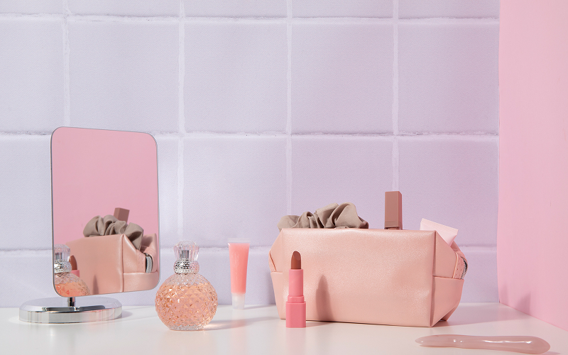 Minimalist vanity setup showing Korean beauty products