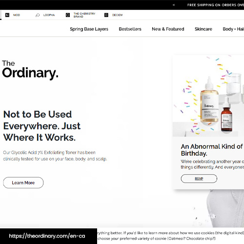 Small screenshot of The Ordinary's site page